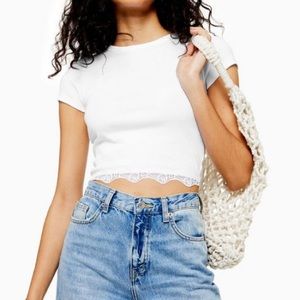 TOPSHOP white lace crop top